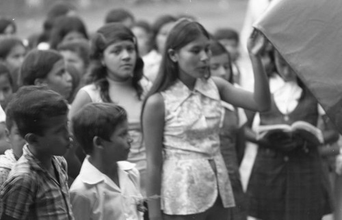 Kids in the schoolyard, La Chamba, Colombia, 1975