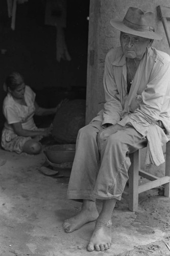 Old man and Artisan at work, La Chamba, Colombia, 1975