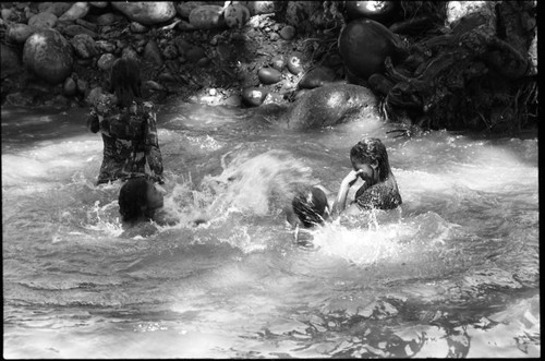 Women and children in river, La Guajira, Colombia, 1976