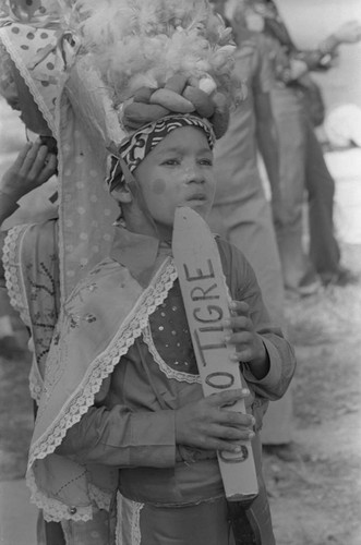 Child wearing a costume at carnival, Barranquilla, ca. 1978