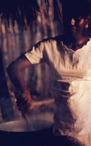 Woman stirring a pot, San Basilio de Palenque, 1976