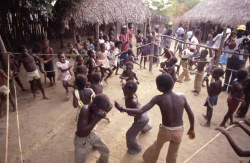 Children playing inside boxing ring, San Basilio de Palenque, 1976