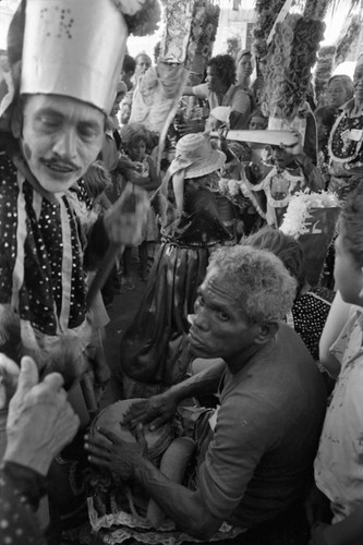 Dancers dancing among the Carnival crowd, Barranquilla, Colombia, 1977