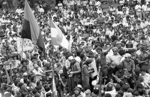 Aerial view of a mass rally, Managua, 1979