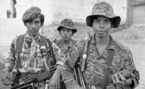 Young soldiers in uniform, Guatemala, 1982