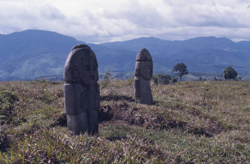 Two stone statues, San Agustín, Colombia, 1975