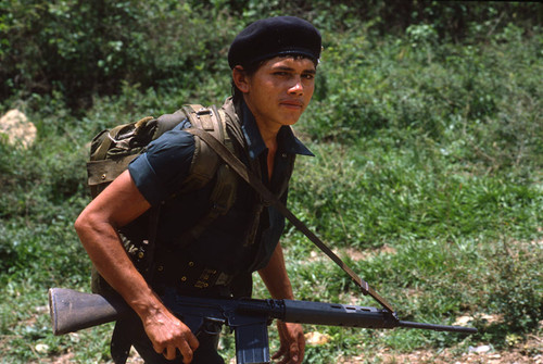 Young Contra in a black beret, Nicaragua, 1983