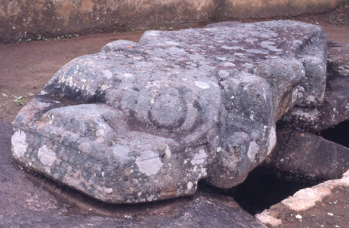 Carved stone slab, San Agustín, Colombia, 1975