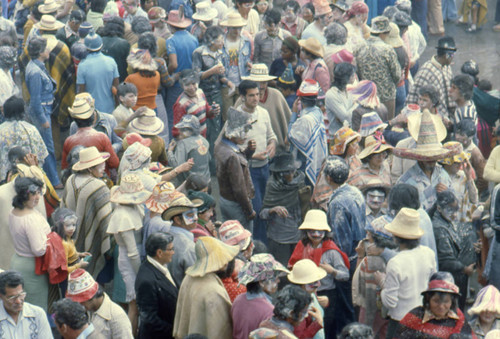 Large crowd at the Blacks and Whites Carnival, Nariño, Colombia, 1979
