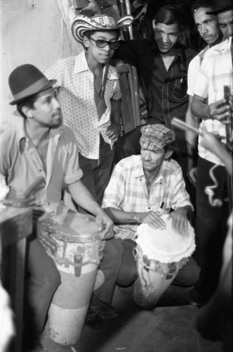 Men playing congas, Barranquilla, Colombia, 1977