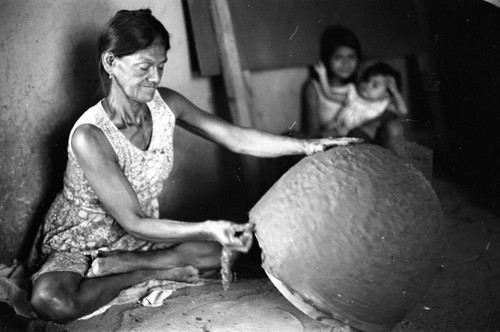 Artisan at work, La Chamba, Colombia, 1975