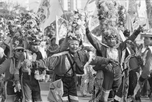 Dancers performing in the street, Barranquilla, Colombia, 1977