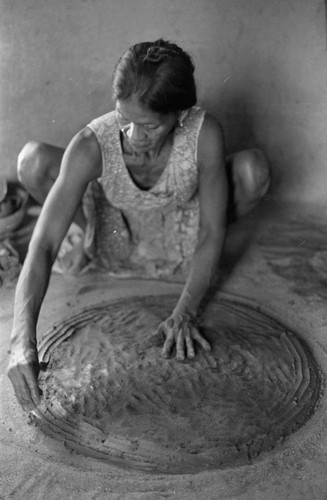 Woman making pottery, La Chamba, Colombia, 1975