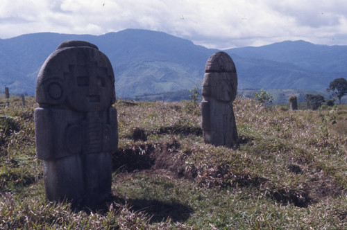 Two stone statues, San Agustín, Colombia, 1975