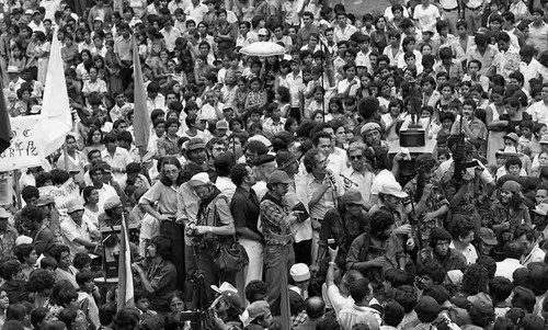 Mass rally, Sandinista leadership, Managua, 1979