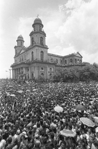 Mass rally and cathedral, Managua, 1979