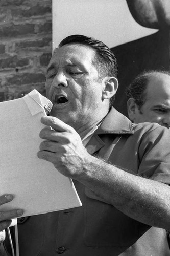 José Napoleón Duarte speaks at a rally, San Salvador, 1983