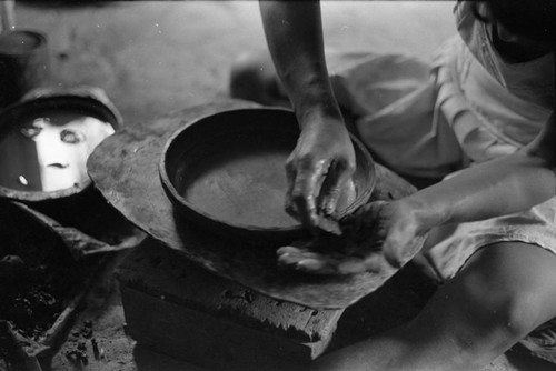 Woman making pottery, La Chamba, Colombia, 1975