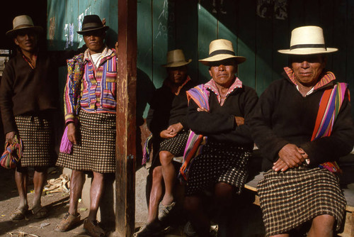 Mayan men on election day, Nahualá, 1982