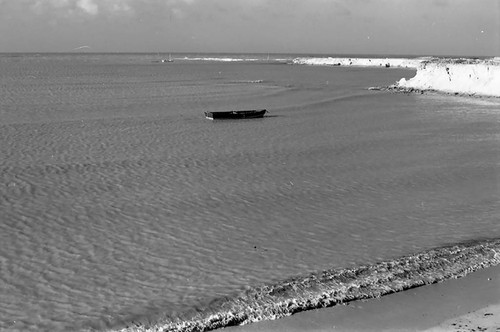 Skiff in ocean, La Guajira, Colombia, 1976