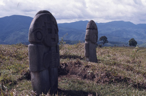 Two stone statues, San Agustín, Colombia, 1975