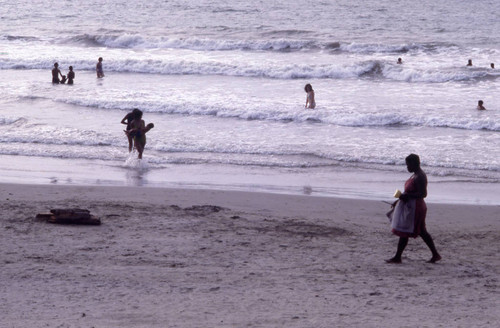 Woman selling fruits on the beach, Cartegena, 1976