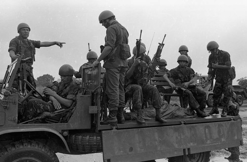 Soldiers in a truck, Nicaragua, 1979