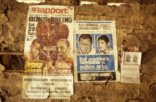 Boxing posters on a wall, San Basilio de Palenque, 1976