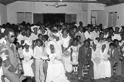 Wedding couples inside church, San Basilio del Palenque, ca. 1978