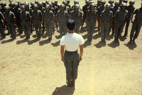 Cadets at attention, Ilopango, San Salvador, 1983