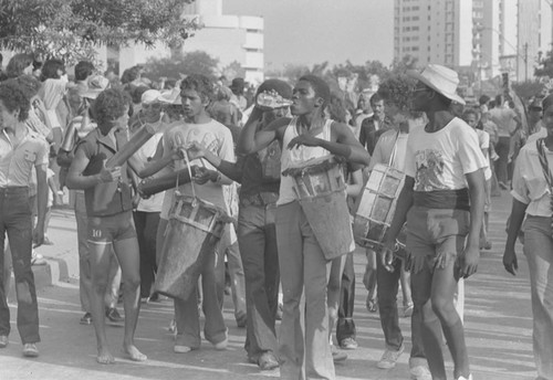 Musicians parading at carnival, Barranquilla, ca. 1978