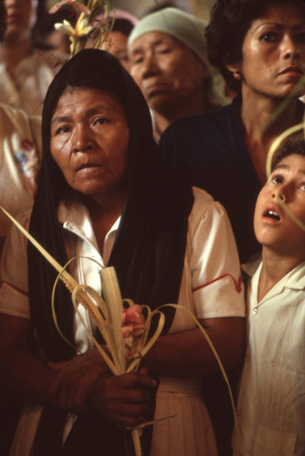 Woman attending a memorial, San Salvador, El Salvador, 1982