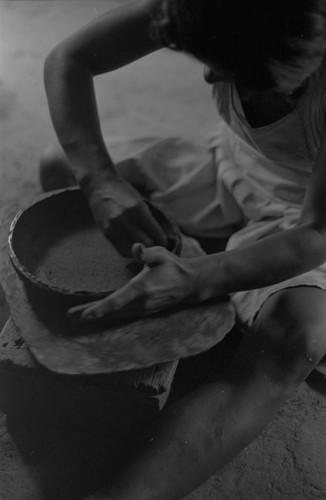 Woman making pottery, La Chamba, Colombia, 1975