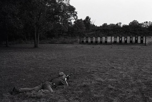 Survival school student shoots targets, Liberal, 1982