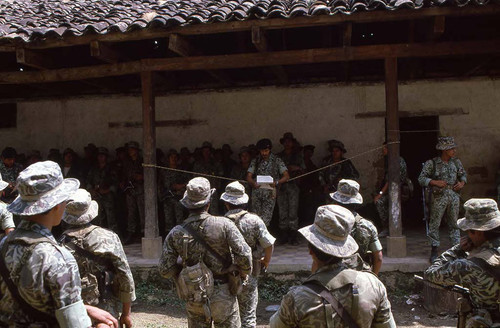 An officer presides over his troops, Chajul, 1982