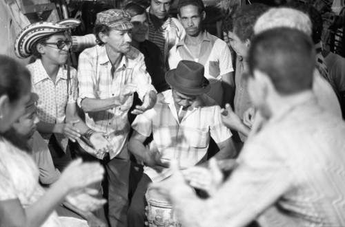 Men playing congas, Barranquilla, Colombia, 1977