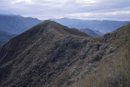 A panoramic view of the mountains, Tierradentro, Colombia, 1975