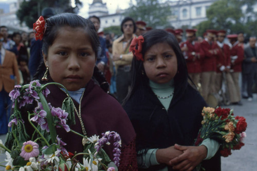 Two little girls at the Blacks and Whites Carnival, Nariño, Colombia, 1979