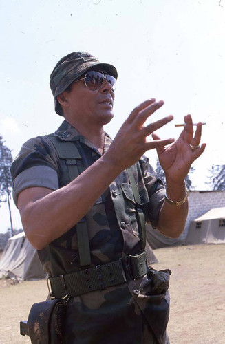 Benedicto Lucas García and a cigarette, Santa Cruz del Quiché, 1982