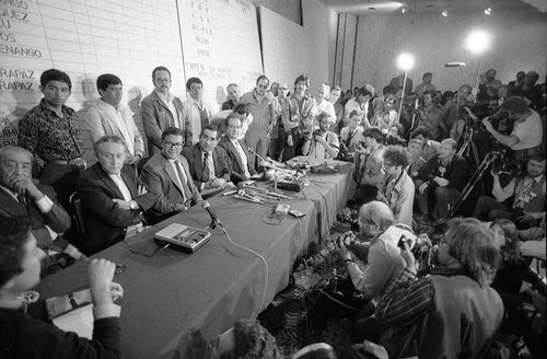 Post-election press conference against voter fraud, Guatemala, 1982