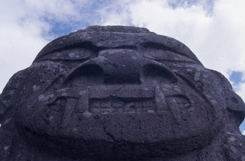 Stone statue with feline features, close-up, San Agustín, Colombia, 1975