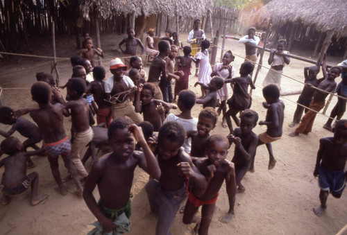 Children playing inside boxing ring, San Basilio de Palenque, 1976