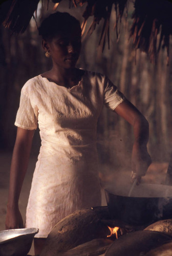 Woman stirring a pot, San Basilio de Palenque, 1976