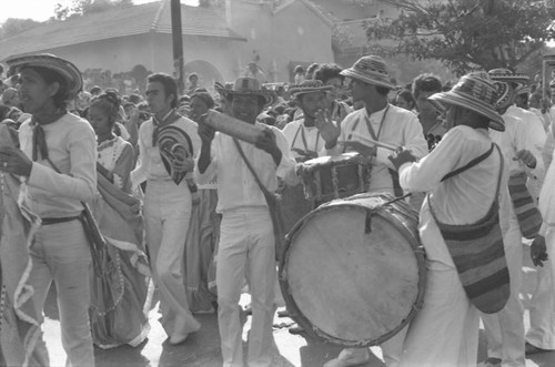 Musicians and dancers performing, Barranquilla, Colombia, 1977