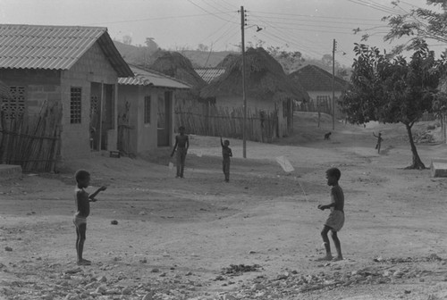 Children playing with a kite, San Basilio del Palenque, ca. 1978