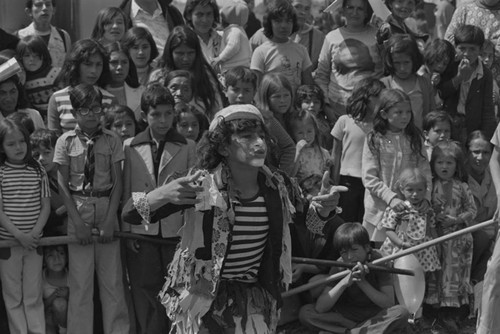 A clown show, Tunjuelito, Colombia, 1977