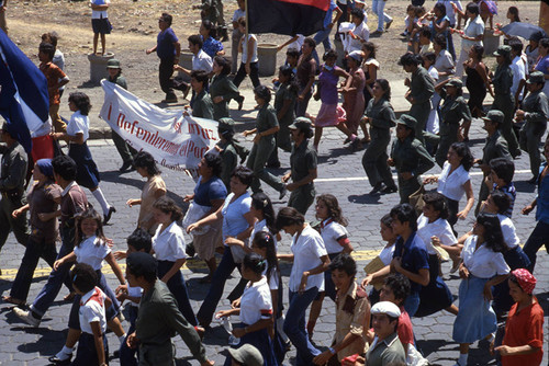 Youth marching for justice, Nicaragua, 1983