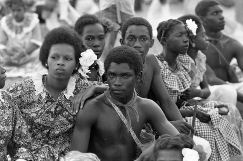 Dancers waiting at the Carnival, Barranquilla, Colombia, 1977