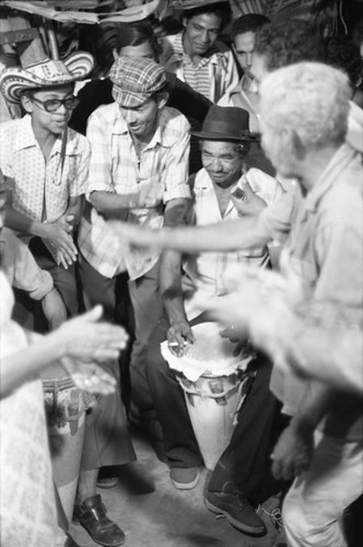 Men playing congas, Barranquilla, Colombia, 1977