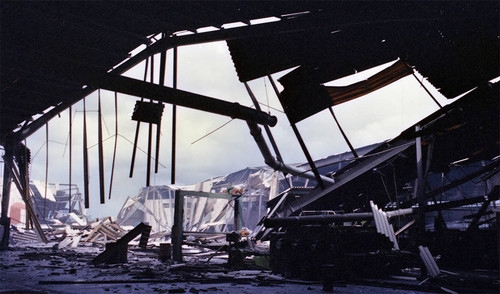 Destroyed structure, Managua, 1979